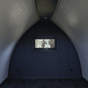 Interior of a timber pod